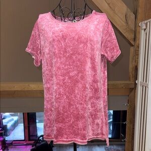 GreenTea Pink Velour Short Sleeve Top